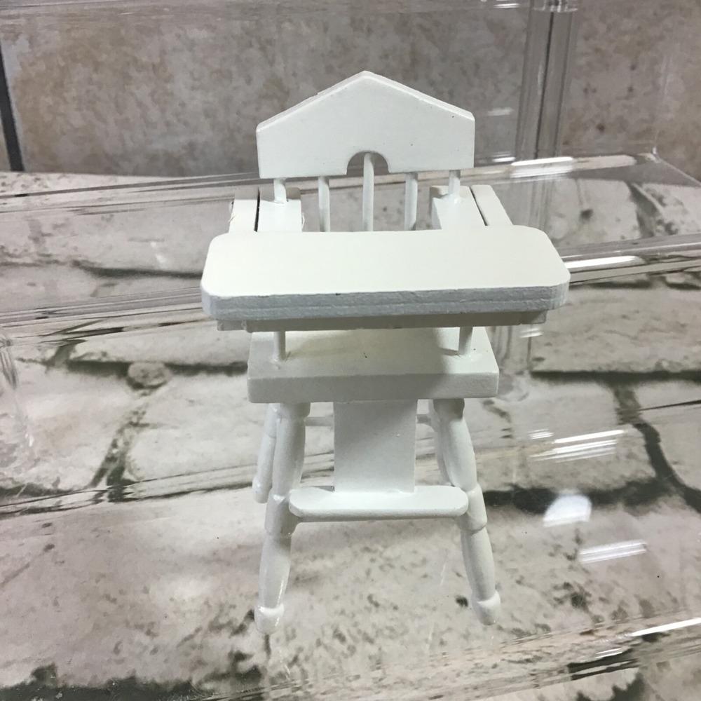 Vintage Wood Dollhouse High Chair White Baby Gear Nursery